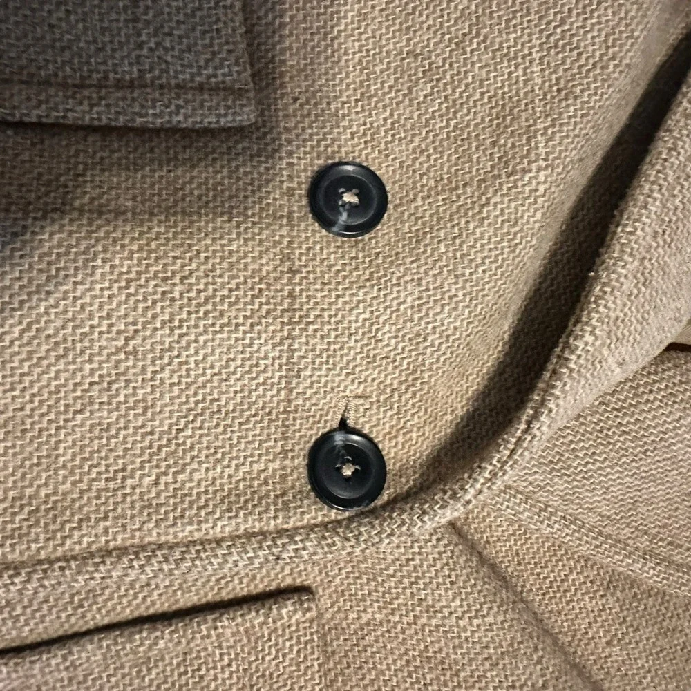 Zara Girls woll blend double‎ breasted coat size 9c/134 cm Pre Owned Beige/Tan